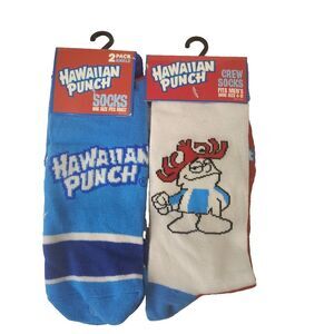 Hawaiian Punch Socks Novelty 1 Pair Crew 2 Pair Ankle Adult Men Size 6-12 NWT